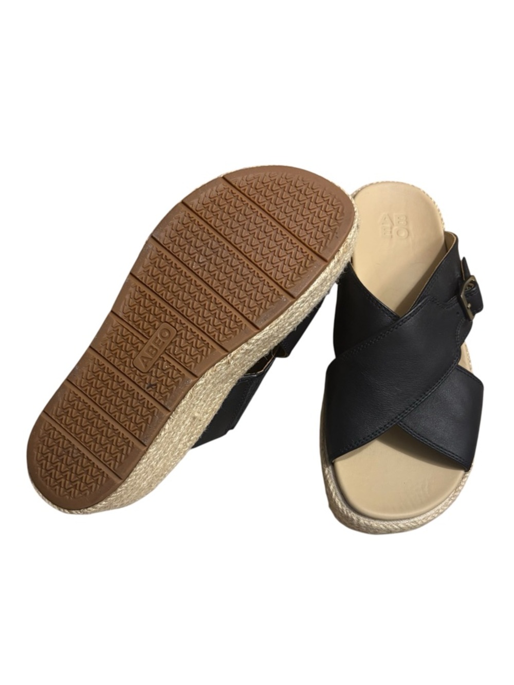ABEO Dylan Solstice Leather Cross Slide Wedge Sandals in Black Size 6 -- SUMMER! - Picture 8 of 11